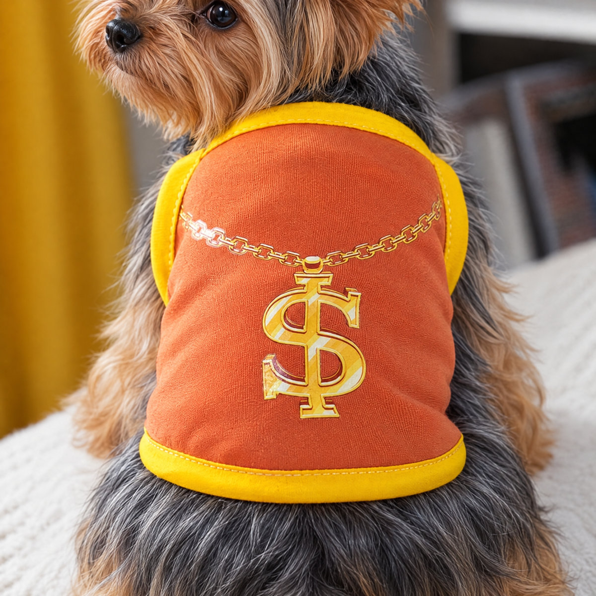 Yorkie Summer Cooling Vest - Gold Chain