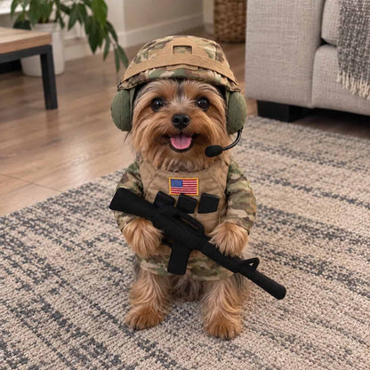 Yorkie Soldier Costume
