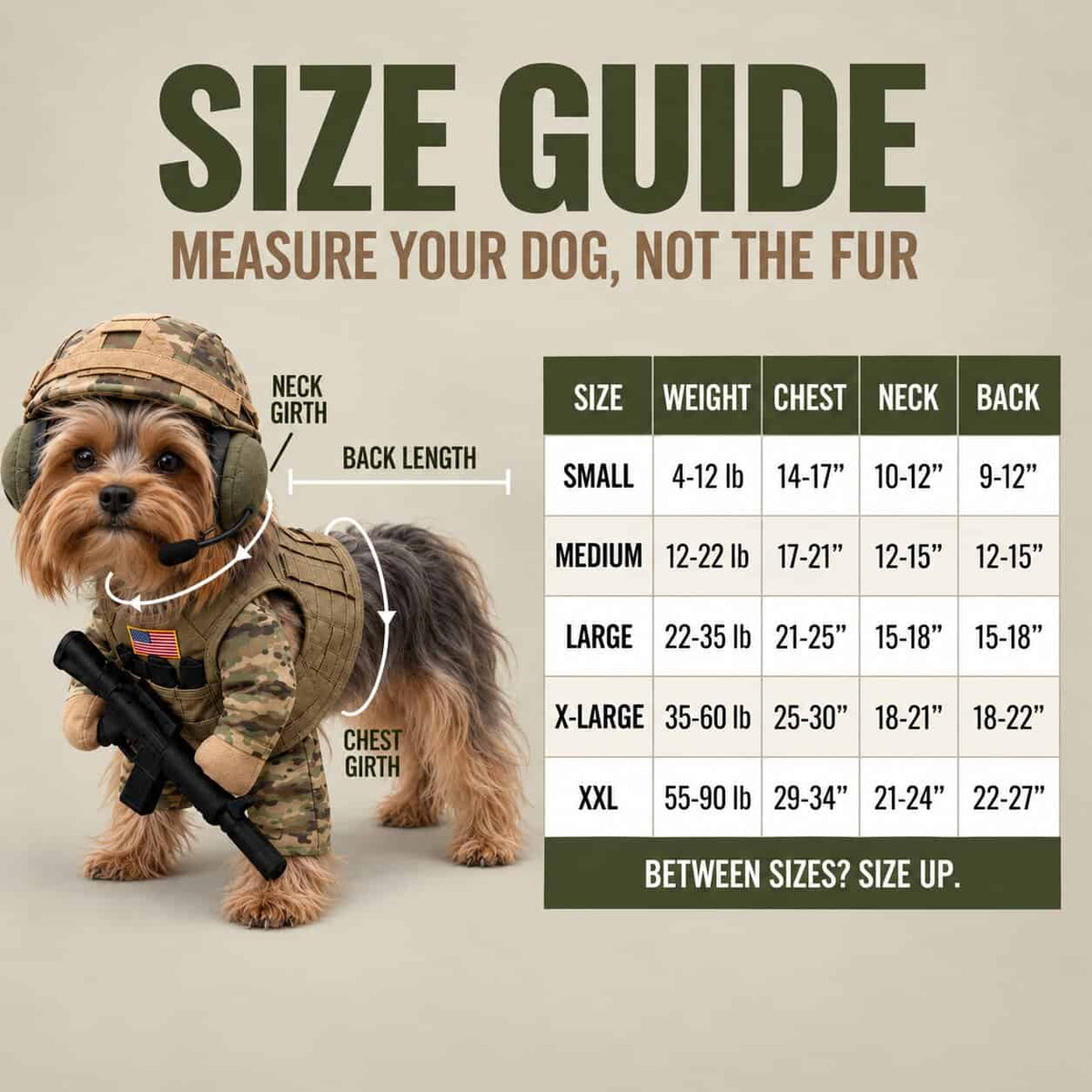 Yorkie Soldier Costume
