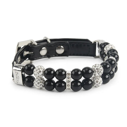 Pearl & Leather Yorkie Collar