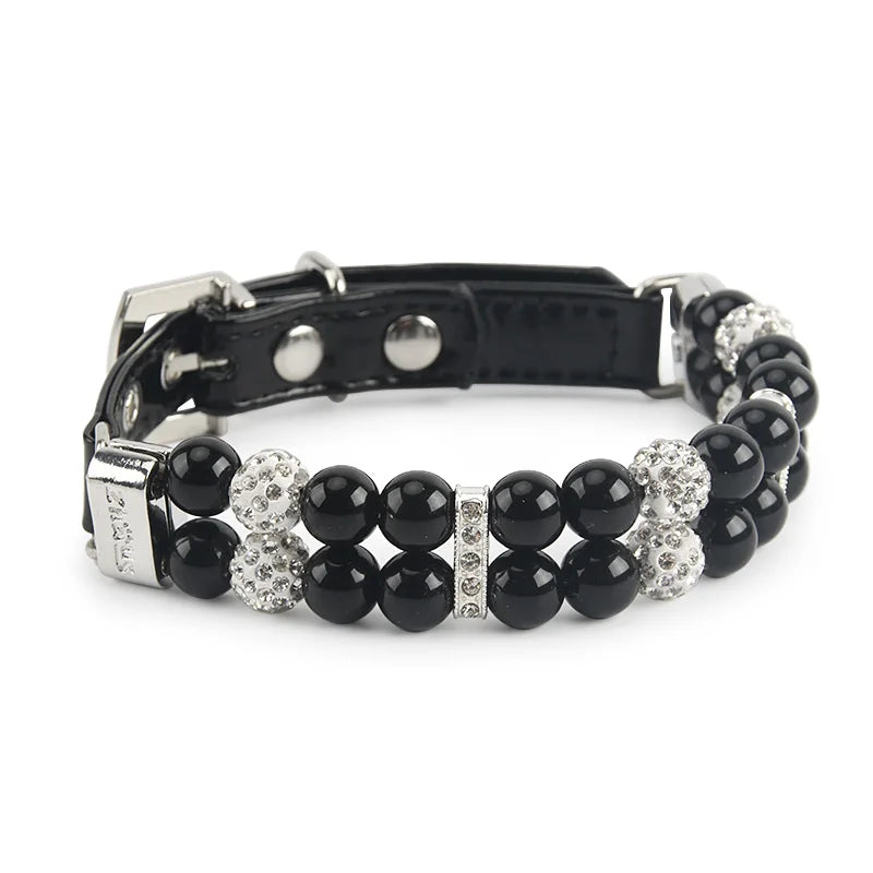 Pearl & Leather Yorkie Collar