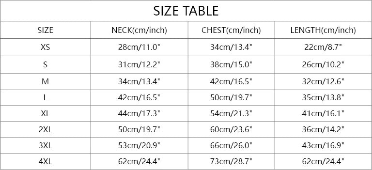 Size chart