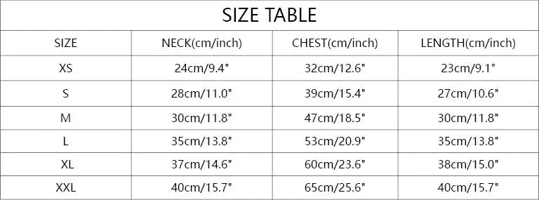 Size chart