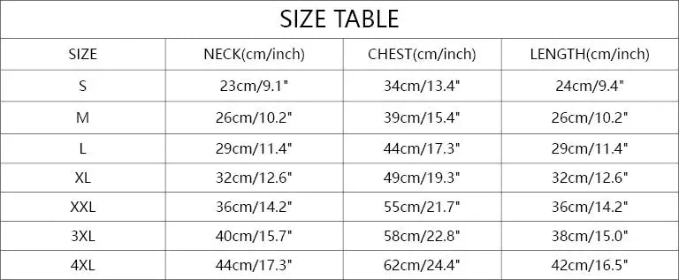 Size chart