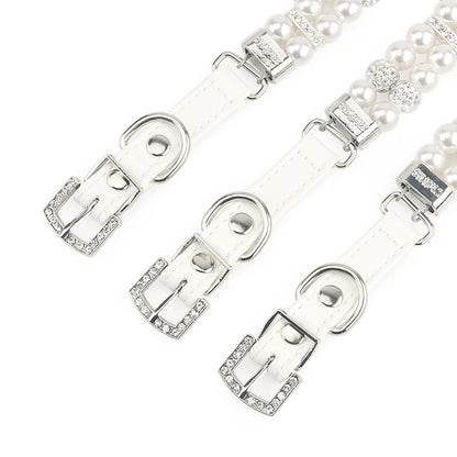 Pearl & Leather Yorkie Collar