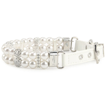 Pearl & Leather Yorkie Collar