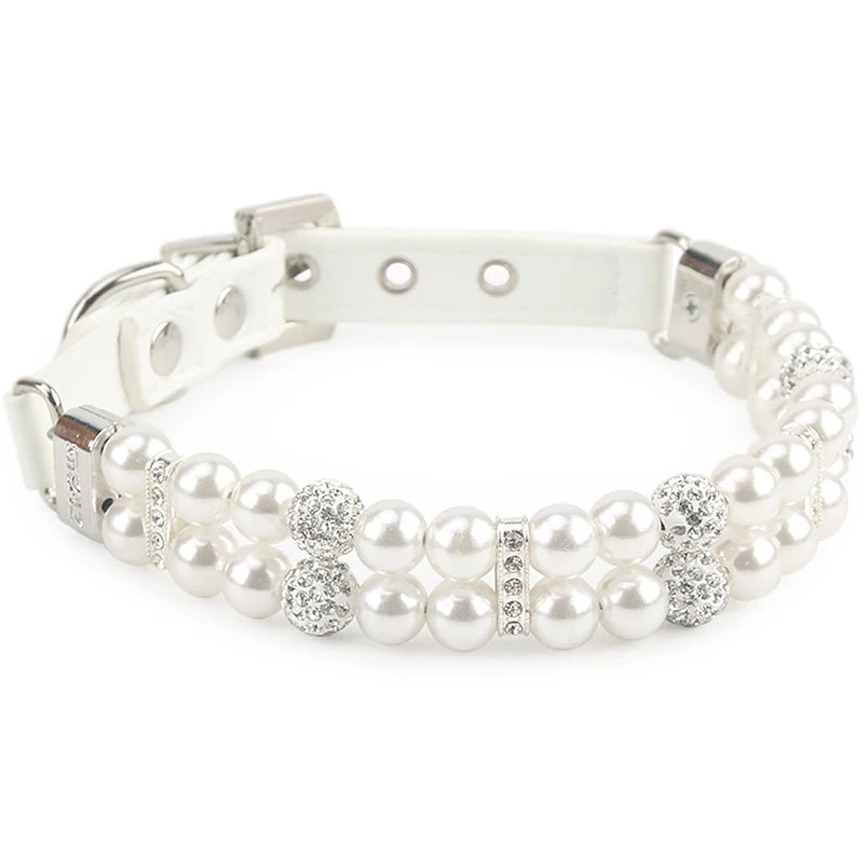 Pearl & Leather Yorkie Collar