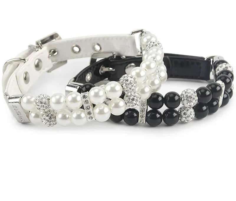Pearl & Leather Yorkie Collar
