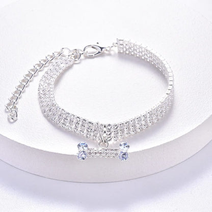 yorkie collar with diamond zircon