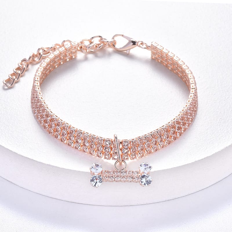 yorkie collar with diamond zircon