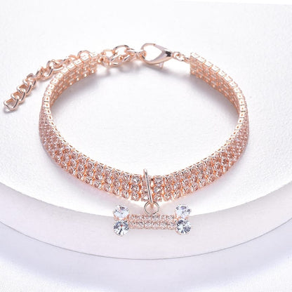 yorkie collar with diamond zircon