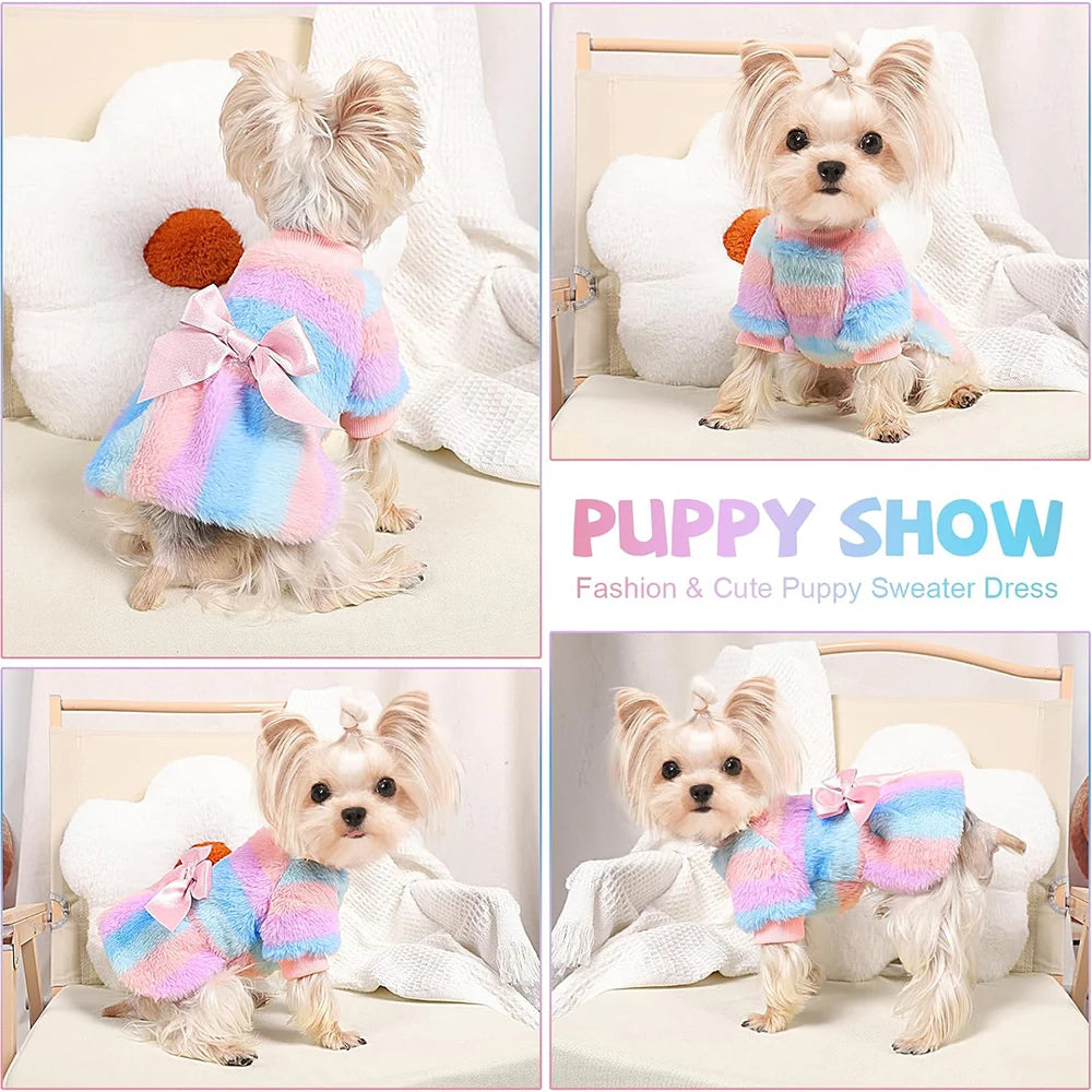 Rainbow Winter Yorkie Dress