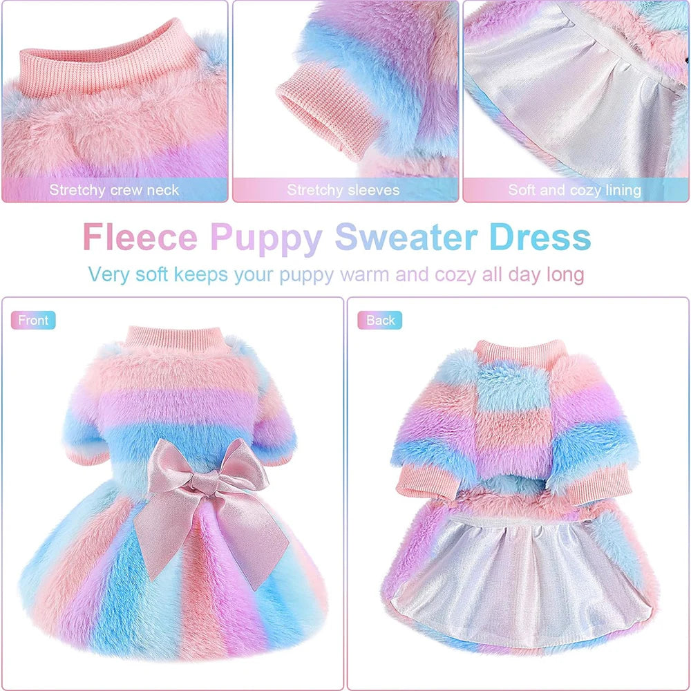 Rainbow Winter Yorkie Dress