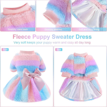 Rainbow Winter Yorkie Dress