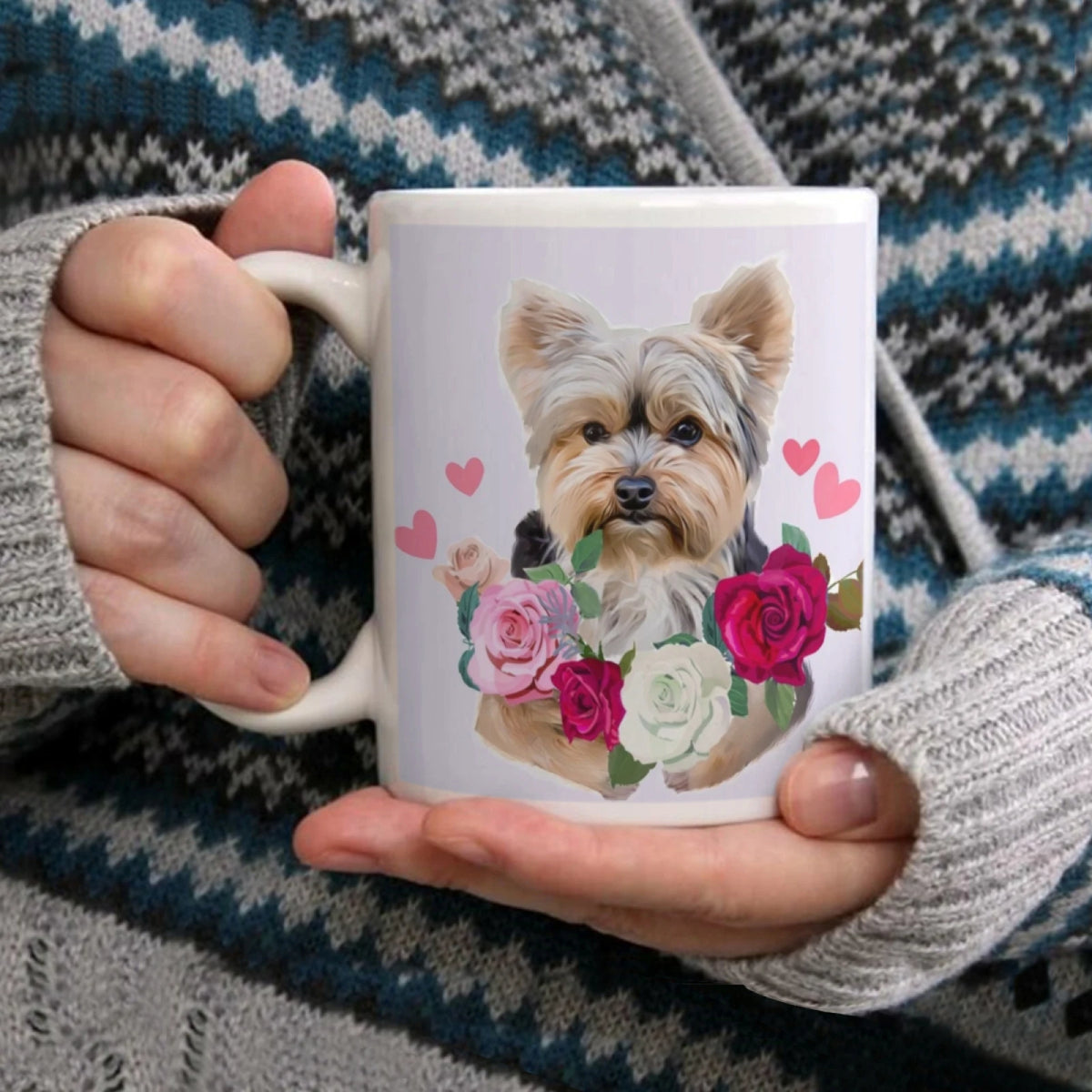Yorkie Flowers Mug