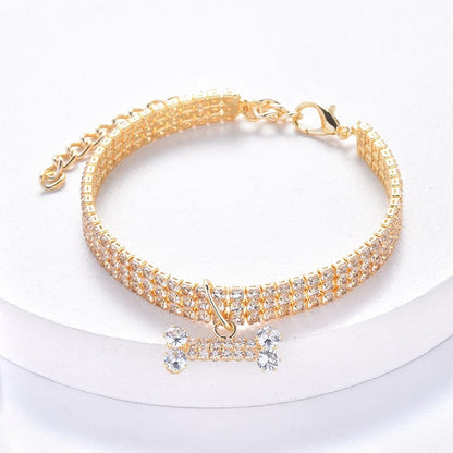 yorkie collar with diamond zircon