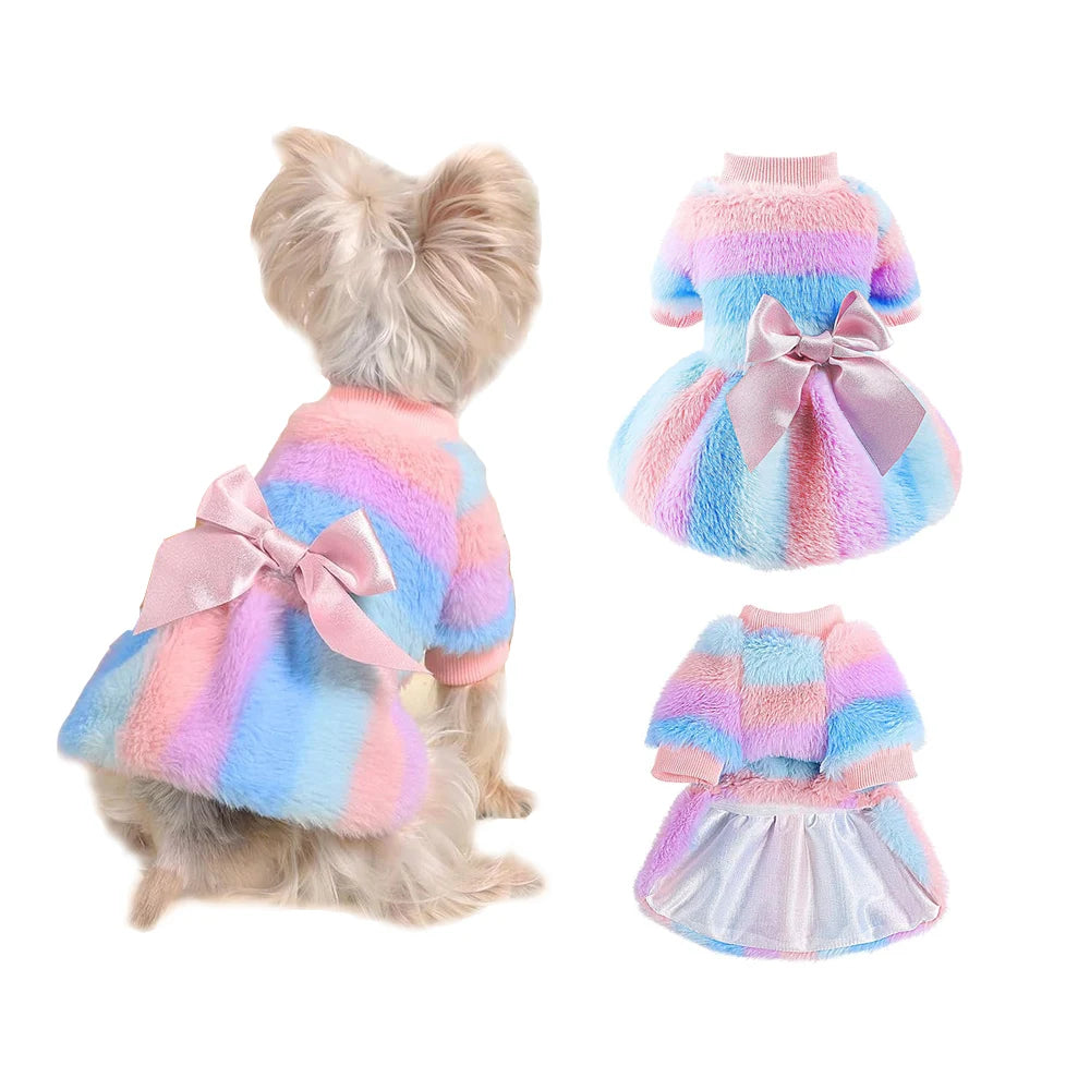 Rainbow Winter Yorkie Dress
