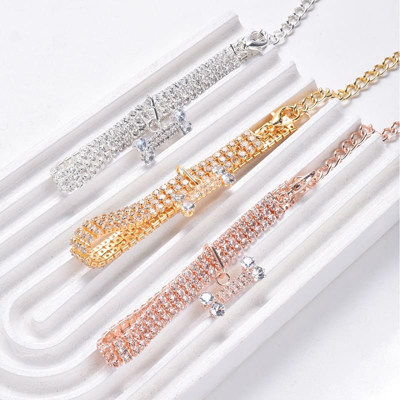 yorkie collar with diamond zircon