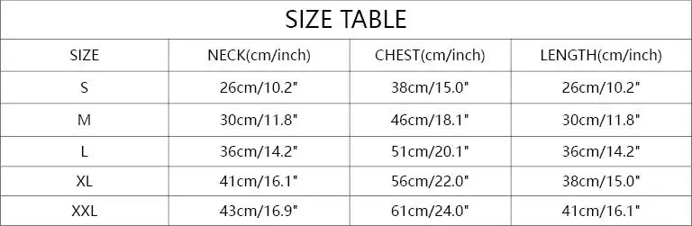 Size chart