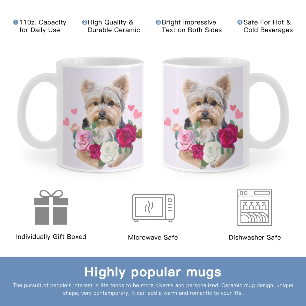 Yorkie Flowers Mug