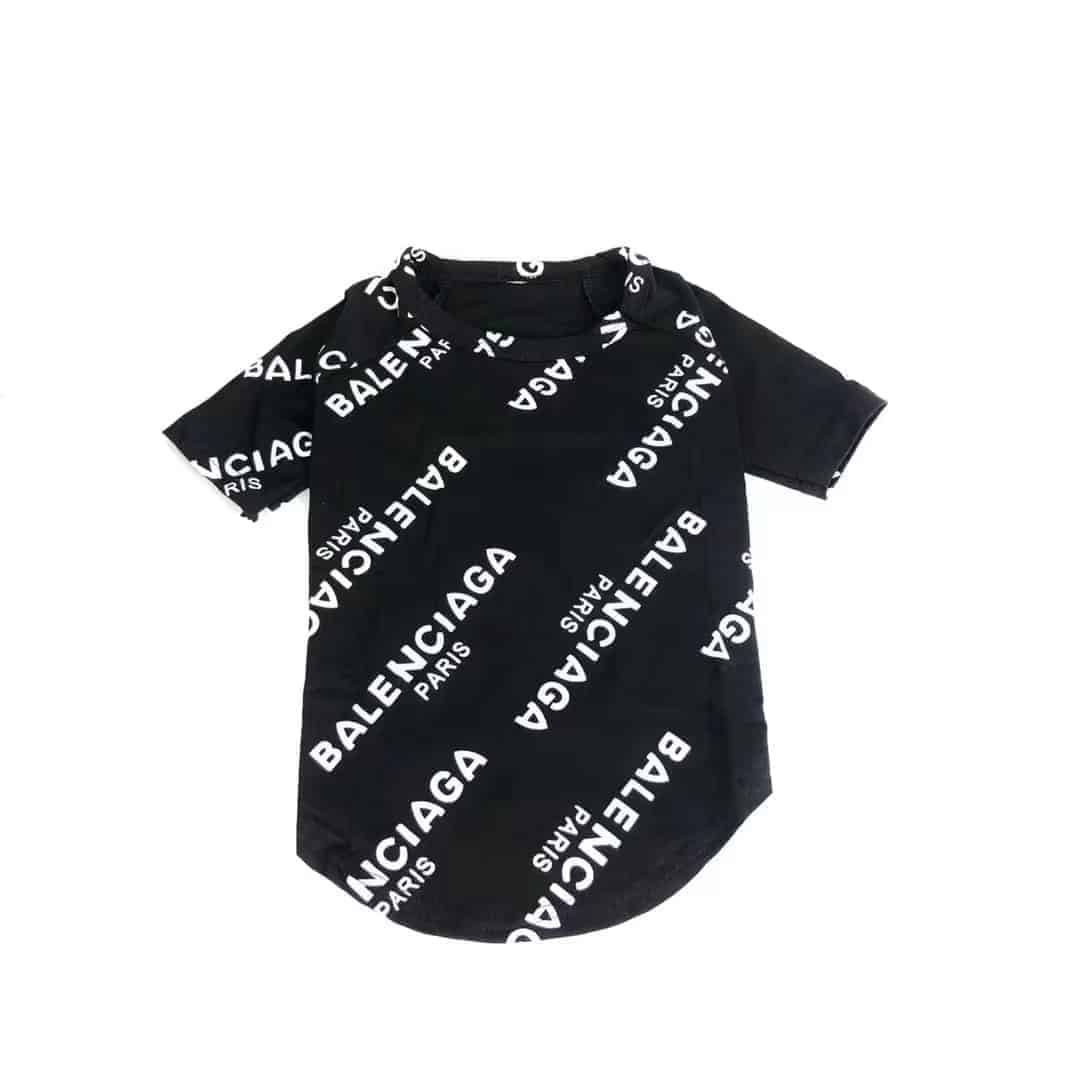 pawenciaga black designer dog t-shirt