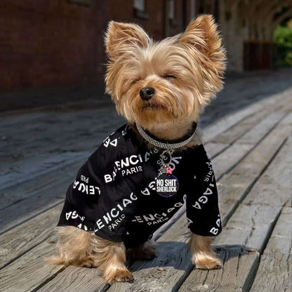 pawenciaga black designer dog t-shirt
