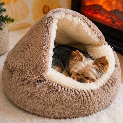 Fluffy Yorkie Cave Bed