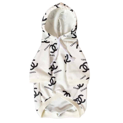 luxury chanel dog hoodie white