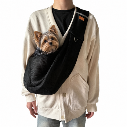 Mesh Crossbody Yorkie Carrier - Black