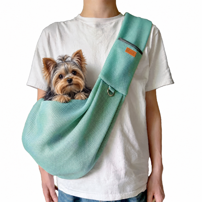 Mesh Crossbody Yorkie Carrier - Blue