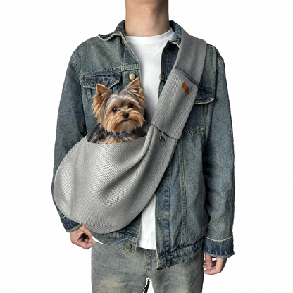 Mesh Crossbody Yorkie Carrier - Gray