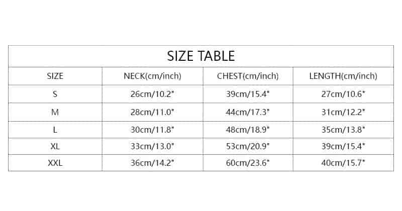 Size chart