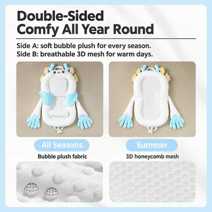 Double-sided patting bed with bubble plush and 3D mesh sides