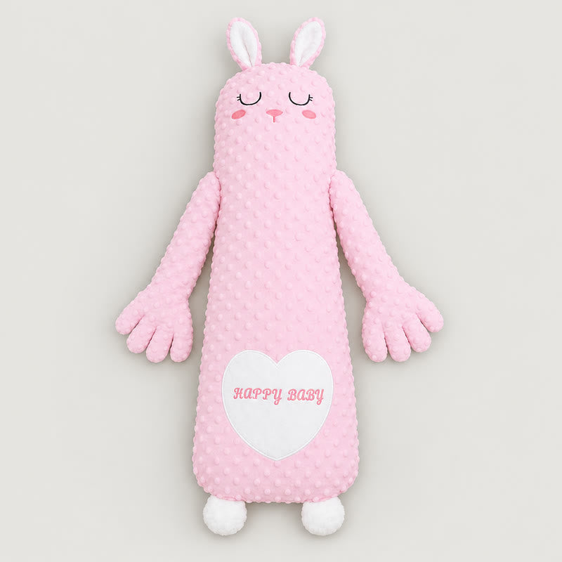 Pink bunny soothing patting Yorkie pillow