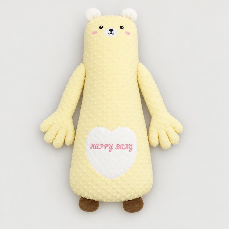 Yellow bear soothing patting Yorkie pillow