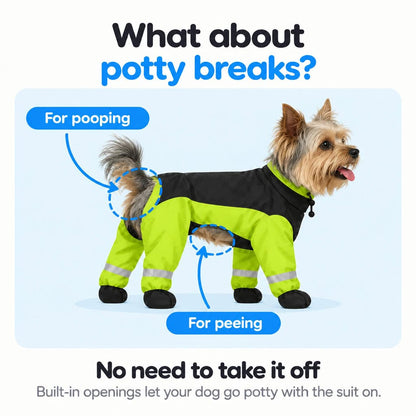 Yorkie raincoat with built-in potty openings
