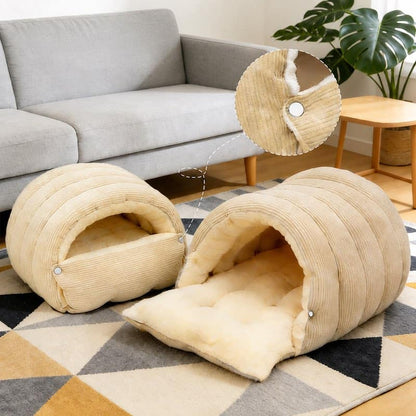 Corduroy Yorkie Cave Bed