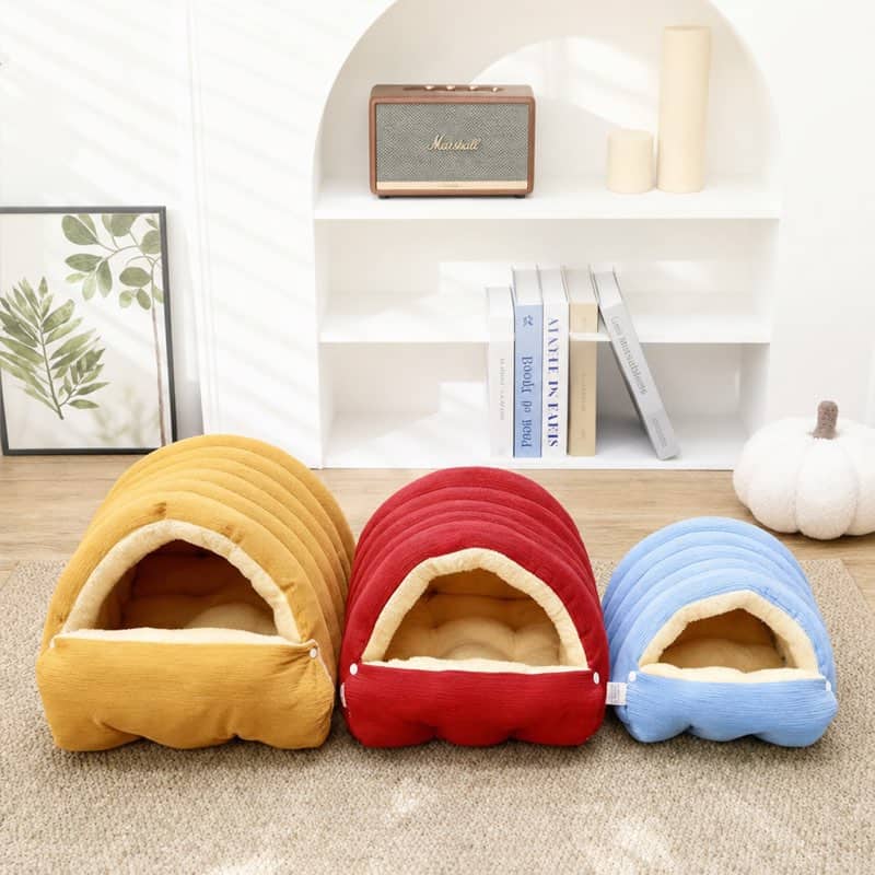 Corduroy Yorkie Cave Bed