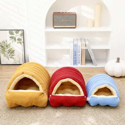 Corduroy Yorkie Cave Bed