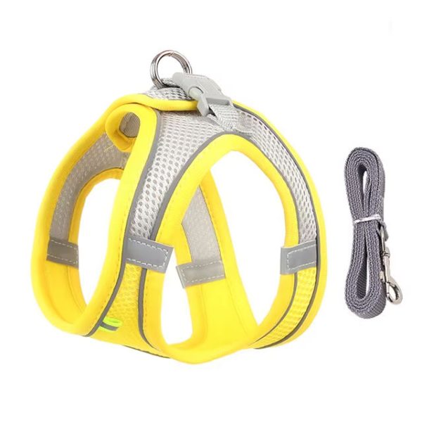 yellow breathable yorkie harness leash set