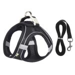 black breathable yorkie harness leash set