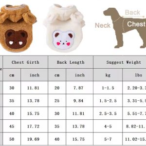 fuzzy bear Yorkie jacket size