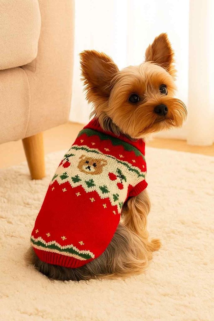 teddy yorkie chrismas sweater yorkies gram