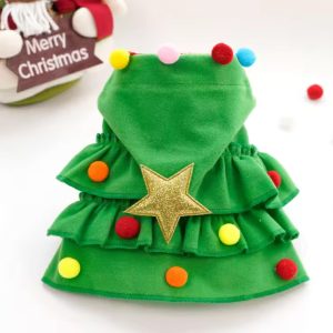 yorkie Xmas tree costume 3