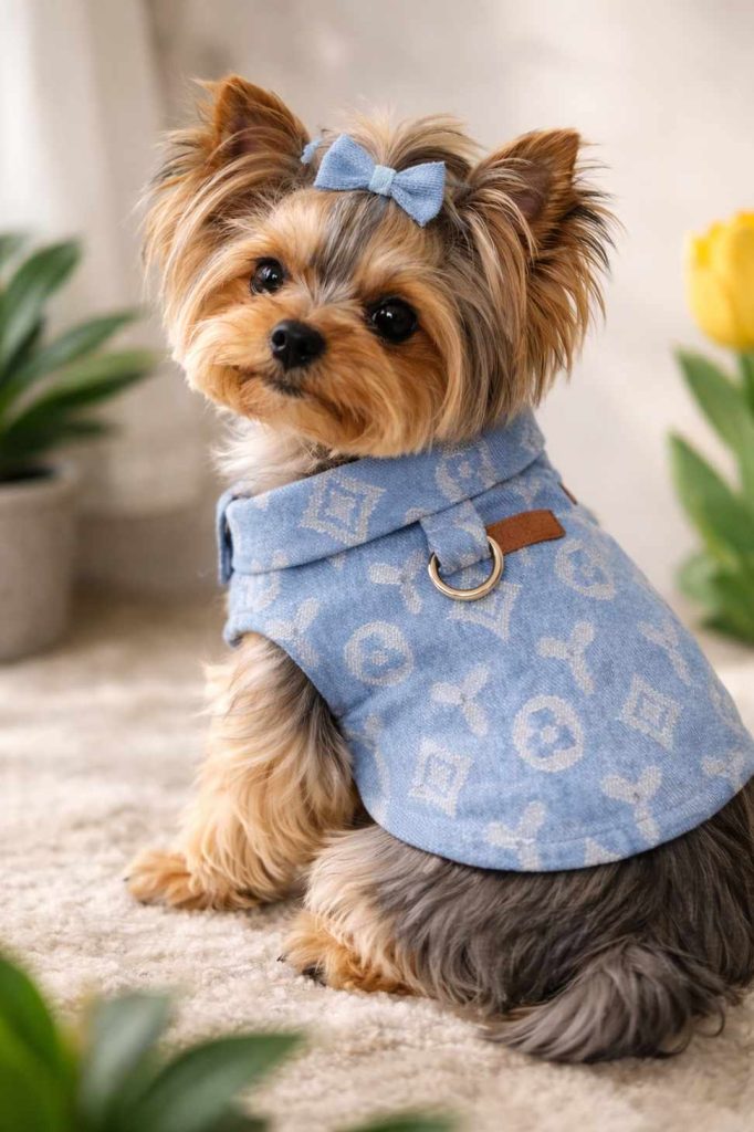 Denim Yorkie shirt luxury yorkie clothes